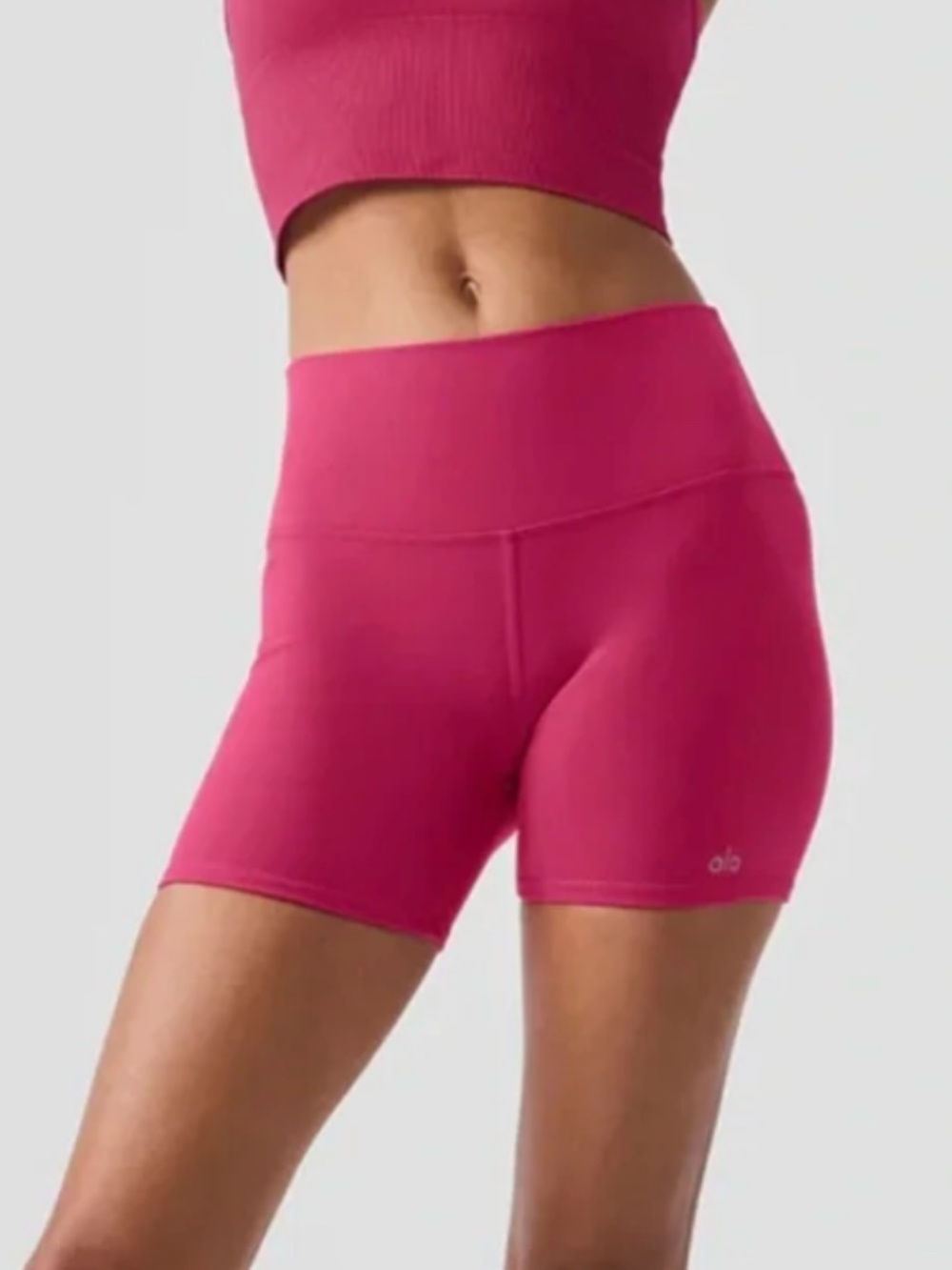 Alo 5" Airbrush High-Waist Biker Short - Pink Summer Crush NWT